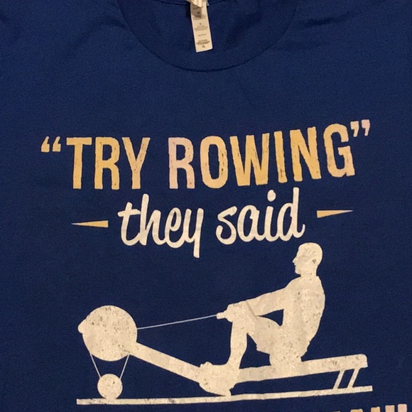 Rowing fun they said blue white exercise XL mens t-shirt - Picture 5 of 10